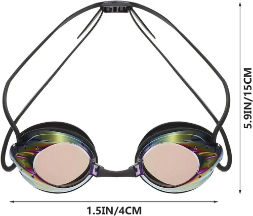Vista 2 de GLEAVI Adult Swim Goggles Anti-fog Swimming Glasses with Nose Cover, Black Professional Pool Goggles for Men and Women Water Sports