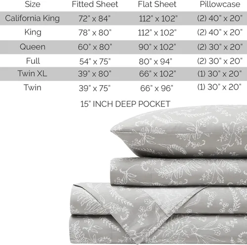 Vista 81 de Southshore Fine Living, Inc. Colección Winter Brush, juego de sábanas de 3 piezas para cama individual, sábana bajera con bolsillo profundo de 14