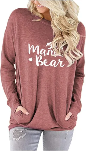 Vista 3 de ONLYSHE - Sudadera para mujer, cuello redondo, casual, holgada camiseta manga larga