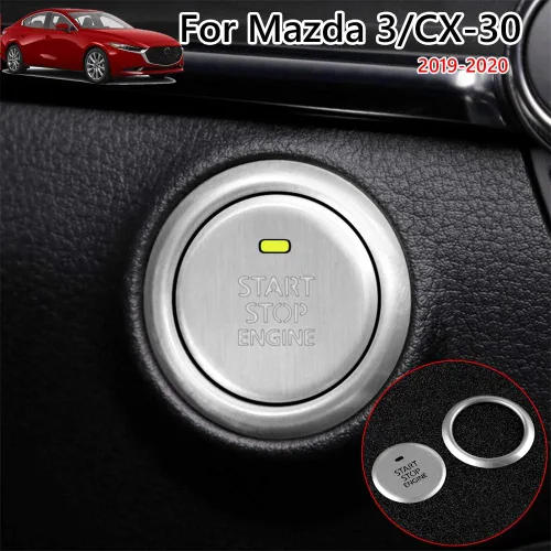 Vista 7 de Great luck - Juego de calcomanías de aluminio para interruptor de arranque y parada del motor, 2 piezas, color azul para Mazda 3 (2019-2020 2021)