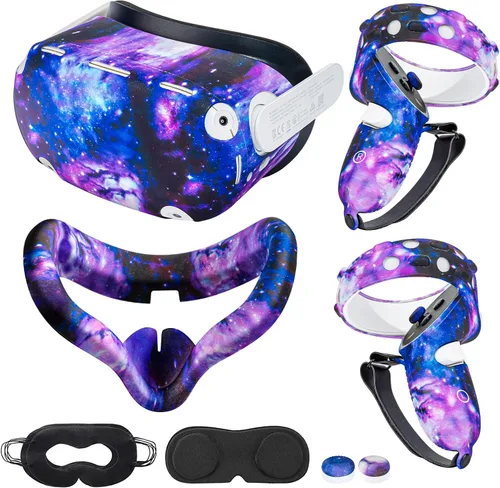Vista 9 de Compatible with Oculus Quest 2 Accessories, Silicone Face Cover, VR Shell Cover,Touch Controller Grip Cover,Protective Lens Cover,Disposable Eye