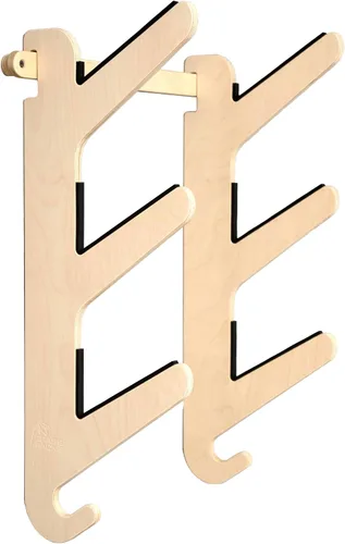 Vista 16 de Grassracks Soporte de pared para snowboard y monopatín de bambú y abedul, serie Moloka`i