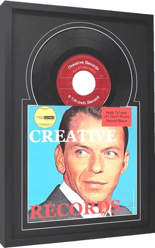 Vista 3 de Creative Picture Frames Marco de disco individual de vinilo de 7 pulgadas con doble paspartú negro y negro de 6 7/8 pulgadas y cubierta de 7 x 7