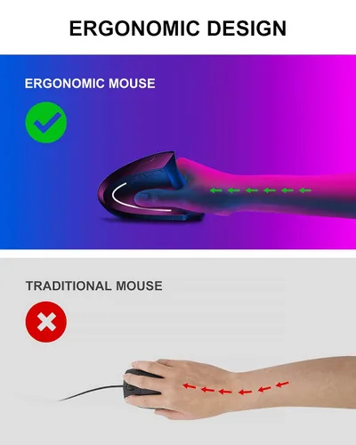 Vista 3 de ASOYIOL Ergonomic Mouse Wireless,Ergo Mouse Vertical Mouse 6 Buttons 3 Adjustable DPI 80012001600 Levels,Sideways Mouse Right Handed for PC Laptop