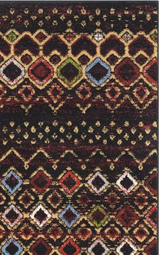 Vista 3 de SAFAVIEH Amsterdam Collection Alfombra Decorativa - 2.3 pies x 4 pies, Negro & Multi, Diseño Marroquí Bohemio, Sin Desprendimiento y Fácil Cuidado