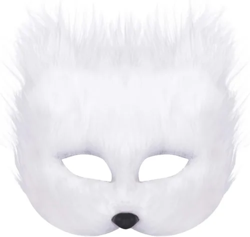Vista 9 de Máscara de zorro de Halloween, disfraz de cosplay de media cara, animal peludo, fiesta, Navidad, ojo, gato, máscaras de Pascua