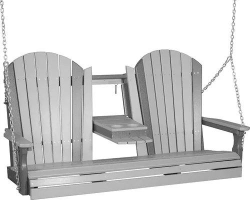 Vista 16 de LuxCraft Adirondack - Columpio colgante para porche delantero de 5 pies con consola abatible, asientos hasta 3, banco de columpio de patio al aire