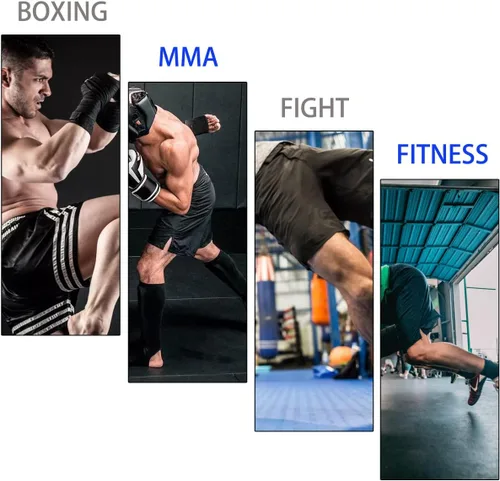 Vista 5 de pantalones cortos deportivos gris Muay Thai Boxeo troncos MMA para hombre
