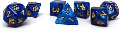 Vista 19 de Mini colección de dados poliédricos de 0.394 pulgadas - Incluye un D20, D12, D10, D8, D6, D4 y D00 (Aqua Shine)