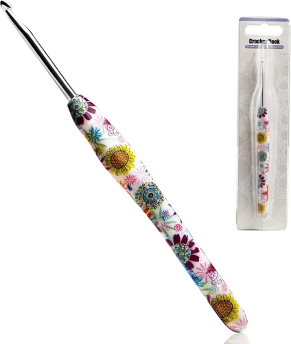 Vista 13 de Gancho de Crochet de 2.25mm, Mango Ergonómico para Manos con Artritis, Agujas de Tejer Extra Largas de Goma Suave para Principiantes y Tejido