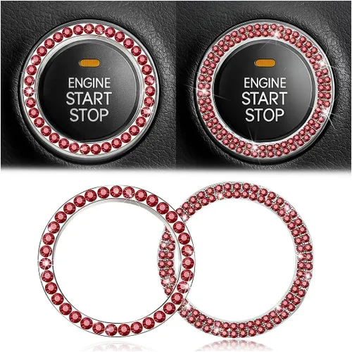 Vista 15 de Calcomanías de anillo de arranque de motor con diamantes de imitación de cristal, paquete de 2 unidades, cubierta / calcomanías para botón de Doble