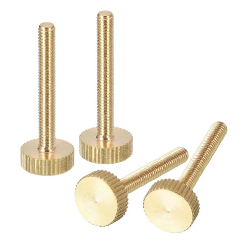 Vista 36 de uxcell Tornillos moleteados M3x4mm, 4 piezas de cabeza moleteada plana totalmente roscados, tornillos de latón para pulgar, pernos de agarre Fully