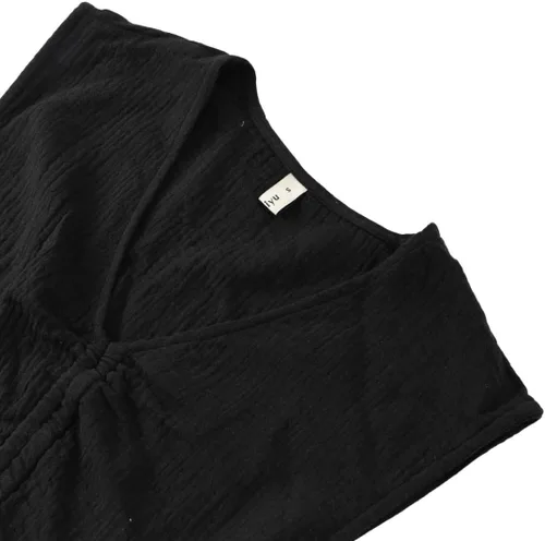 Vista 4 de Amazhiyu Conjunto de 2 piezas de gasa de algodón arrugado para mujer, pantalones cortos y tops de verano