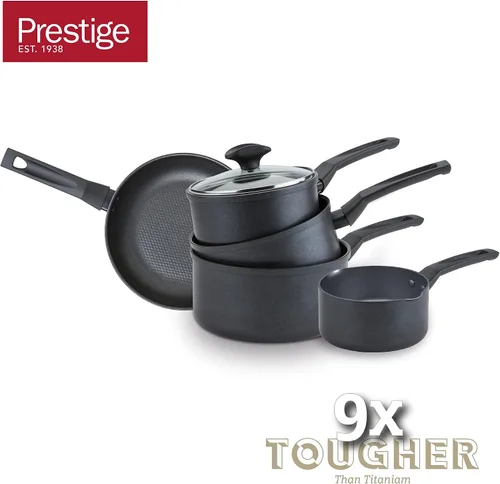 Vista 6 de Prestige Juego de 5 ollas y sartenes más resistentes – Juego de 5 sartenes de inducción antiadherentes resistentes a los arañazos, asas de fácil