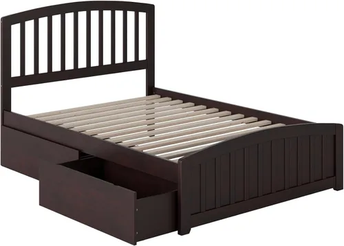 Vista 5 de AFI, Richmond - Cama de plataforma de almacenamiento matrimonial con estribo a juego, color espresso