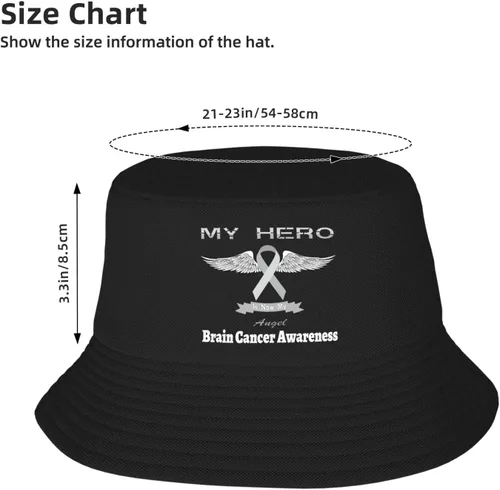 Vista 2 de My Hero is Now My Angel Brain Cancer Awareness - Sombreros de pescador de doble tejido para mujeres/hombres, sombrero de pescador para adultos
