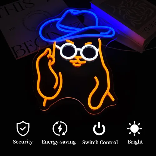 Vista 6 de Letrero de Neón de Gato Vaquero para Decoración de Pared Letreros de Neón LED Letrero Luminoso Decoración de Habitación Luces de Neón Alimentado por