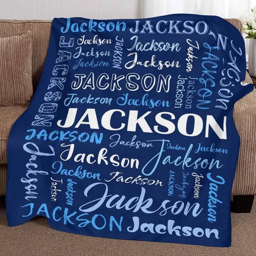 Vista 5 de Manta personalizada, 20 colores para niño y niña, manta con nombre personalizado para niños y adultos, manta de Navidad para niños y niñas
