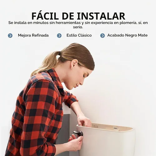 Vista 6 de Palanca de inodoro Qualihome negra - Palanca de descarga de inodoro de montaje frontal de color negro mate - Reemplazo universal - Diseño duradero