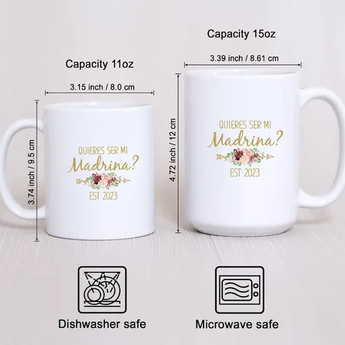 Vista 2 de Quieres Ser Mis Padrinos De Bautizo Madrina Regalos En Español Madrina Propuesta Quieres Ser Mi Madrina Padrino Taza De Café Padrinos De Bautizo