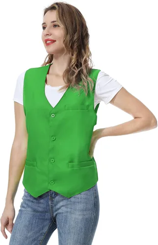 Vista 4 de TopTie Chaleco unisex de encargo del botón del uniforme para el voluntario del secretario del supermercado
