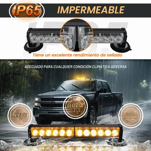 Vista 3 de Luz estroboscópica de emergencia ámbar, baliza de seguridad intermitente magnética recargable inalámbrica, lámpara para remolque de 12 LED, luz