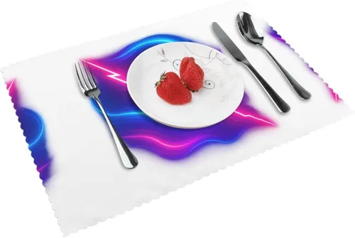 Vista 15 de Rectangular Placemats Set of 4, Heat Resistant Litchi Printed Kitchen Dining Table Mats