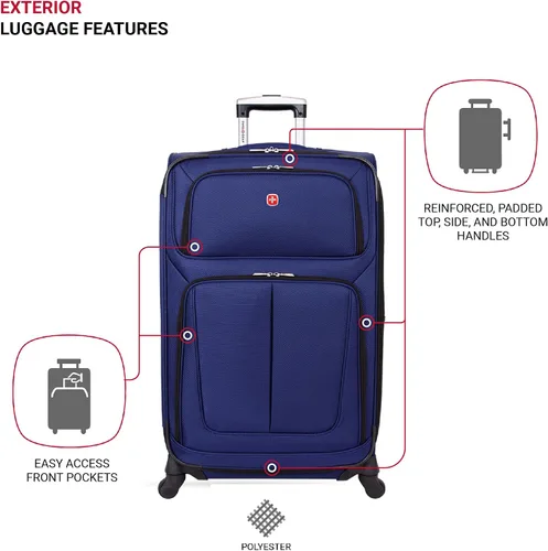 Vista 72 de SwissGear - Equipaje suave expandible Sion con ruedas, Negro