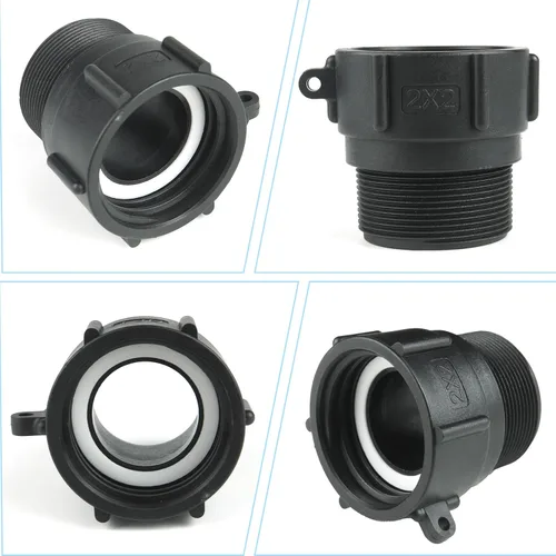 Vista 6 de IBC - Adaptador de accesorios de bolsa de 2 pulgadas, rosca gruesa de contrafuerte hembra x 2 pulgadas, rosca macho NPT para tubería, conector