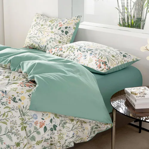Vista 2 de Juego de ropa de cama individual 100% microfibra cepillada chic con flores, 3 piezas - Funda de edredón y 2 fundas de almohada con cierre