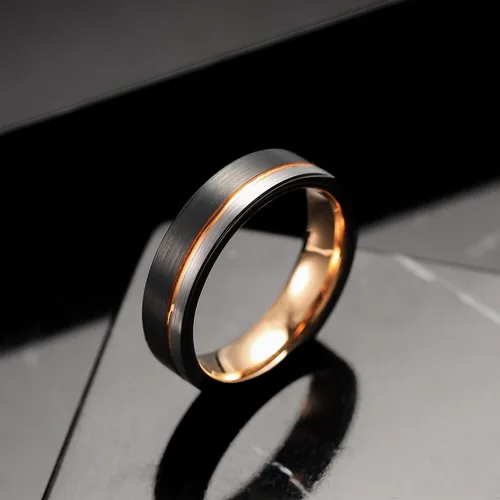 Vista 99 de King Will Anillo de boda de carburo de tungsteno para hombre con diseño de ranura, 6/7/0.315 in de ancho, acabado cepillado/pulido para hombre