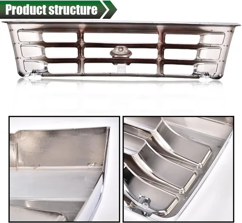 Vista 8 de GRAND ORANGE Rejilla de parachoques delantero cromada, compatible con Ford Bronco 1992-1996, compatible con Ford F150 F250 F350 1992-1997 FO1200173