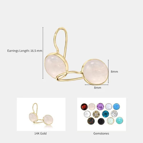 Vista 17 de 14K Gold Gemstone Drop Earrings - Birthstone Dangle - Solid Yellow Gold Dangle Earrings - Dainty Handmade Wedding Jewelry - Perfect Bridal or