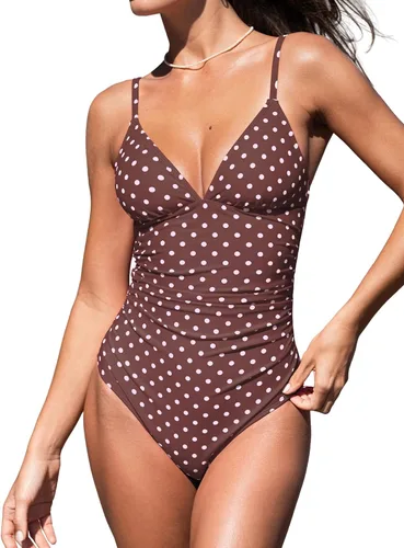 Vista 6 de CUPSHE - Traje de baño de una pieza para mujer, con control de abdomen, cuello en V