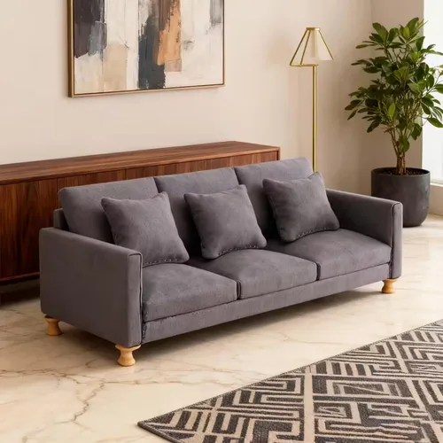 Vista 10 de Sofá miniatura de gamuza a escala 1:12 y 1:8 con 3 almohadas, mini sofá beige para muñecas de 5 a 9 pulgadas, muebles de casa de muñecas, decoración