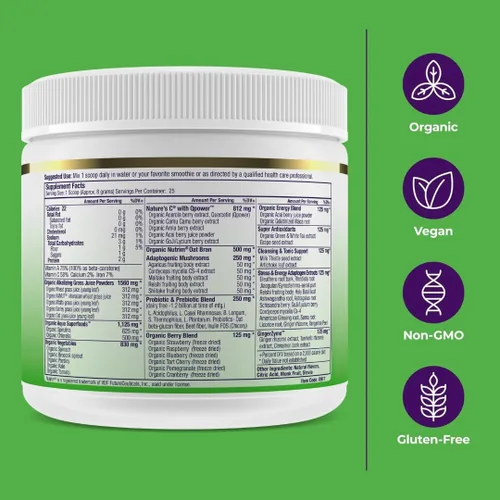 Vista 7 de Paradise Herbs ORAC Energy Greens, superalimento en polvo de manzana, más de 40,000 antioxidantes ORAC, verduras orgánicas, bayas, hongos