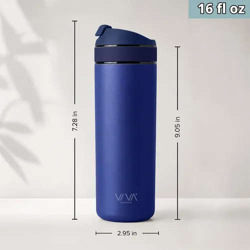 Vista 3 de VIVA Recharge - Vaso de té con infusor, botella de viaje, 16 onzas, color Azul