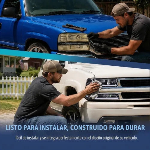 Vista 6 de PIT66 Conjunto de faros LED compatible con Chevy Silverado 1999-2002 / 2000-2006 Tahoe Suburban faros delanteros lente transparente, carcasa negra