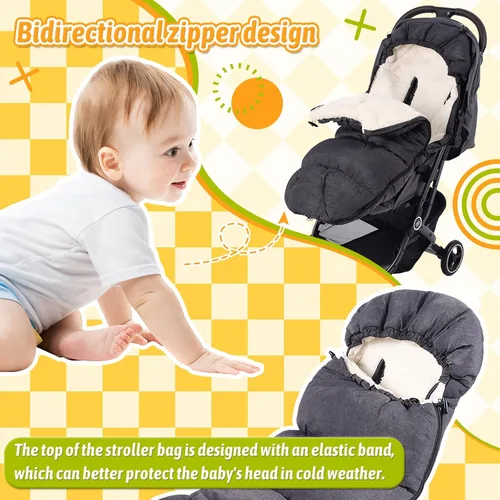Vista 9 de Waterproof &Thicken Universal Stroller Cover Winter,Stroller Footmuff Bunting Bag for Warm Strollers Muff,Stroller Accessories for Baby Sleeping Bag