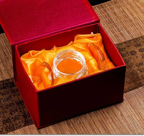 Vista 4 de Houlu 1 taza de altar de cristal de cristal, taza de agua bendita, taza de adoración budista tibetana - Lotus (transparente)