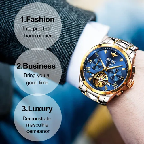 Vista 3 de EYESHOCK Relojes de pulsera impermeables automáticos de acero de tungsteno para hombre