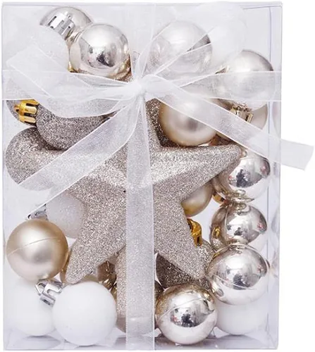Vista 3 de 30 bolas de Navidad de 1.18 pulgadas para árbol de Navidad, decoración de Navidad inastillable, bolas de árbol de Navidad para decoración de bodas