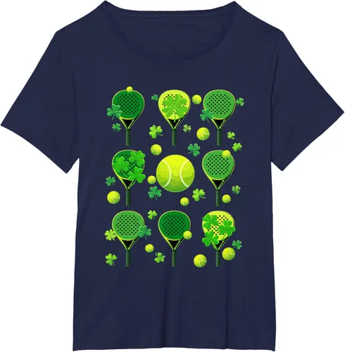 Vista 18 de St Patricks Day Padel Tennis Shamrock Paddle Irish Pride T-Shirt