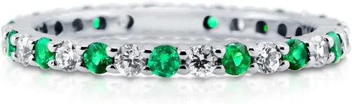 Vista 21 de BERRICLE Sterling Silver Rings Stackable Eternity Band Ring for Women, Round Cubic Zirconia CZ - Amethyst-Purple, Emerald-Green, Garnet-Red