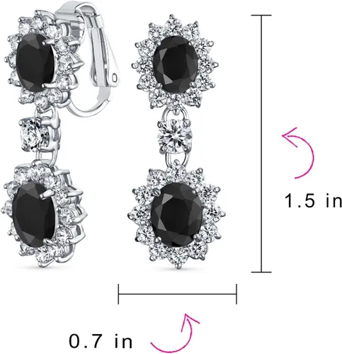 Vista 4 de Pendientes de araña de estilo vintage con forma de lágrima ovalada, con circonita cúbica AAA, con forma de lágrima ovalada y larga para mujer, sin