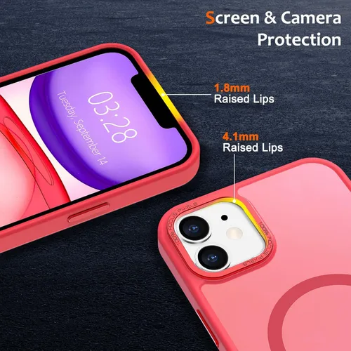 Vista 1161 de Anuck - Funda magnética para iPhone 11 compatible con MagSafe, carcasa trasera mate translúcida dura, borde de TPU, delgada, resistente a impactos