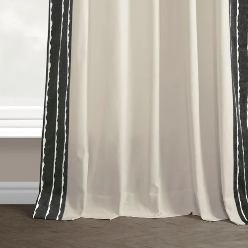 Vista 7 de HPD Half Price Drapes Cortinas de algodón sólido con bordes para dormitorio y sala de estar, 50 x 108, DTCC-SB220601-108 (1 panel) Sharkskin Black
