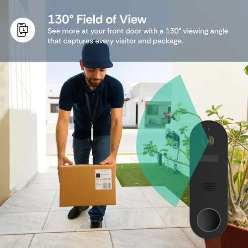 Vista 5 de Luna Doorbell Cámara inalámbrica, detección de paquetes y humanos AI, alertas instantáneas, visión nocturna, audio de 2 vías, alimentación por
