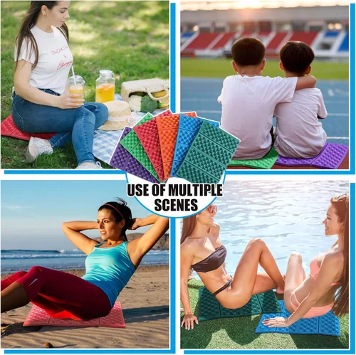 Vista 7 de Jutom Almohadilla de espuma de camping para piso, plegable, para senderismo, espuma EVA, impermeable, para asiento, silla, estadio, montañismo
