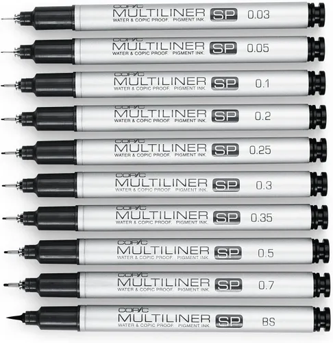 Vista 2 de Copic Multiliner SP - Marcador de tinta negra, punta 0.25